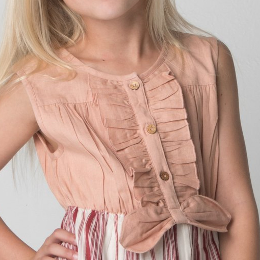 NEW Boho Kids Ruffles and Bowtie Dress - Picture 3 of 4